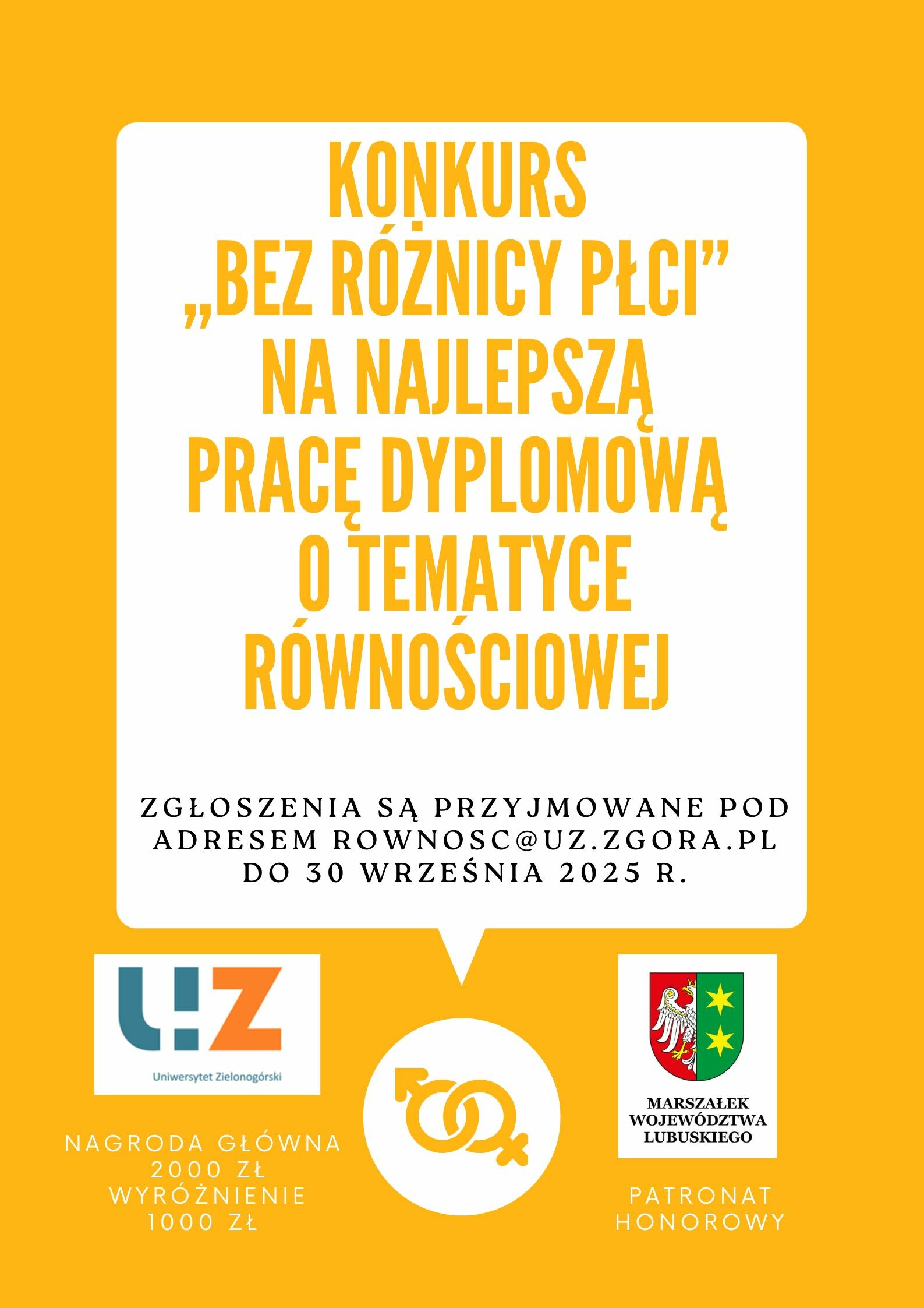 Trwa druga edycja konkursu pt. „Bez różnicy płci” na najlepszą pracę dyplomową o tematyce równościowej