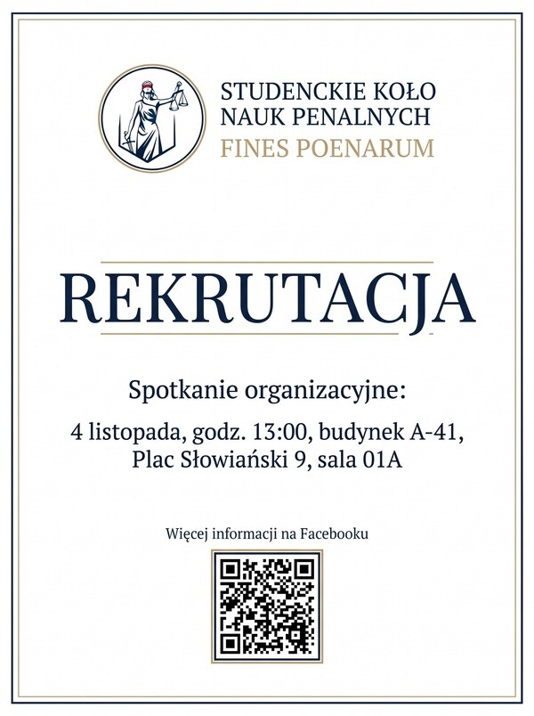 Rekrutacja 04.11.2026 - Studenckie Koło Nauk Penalnych
